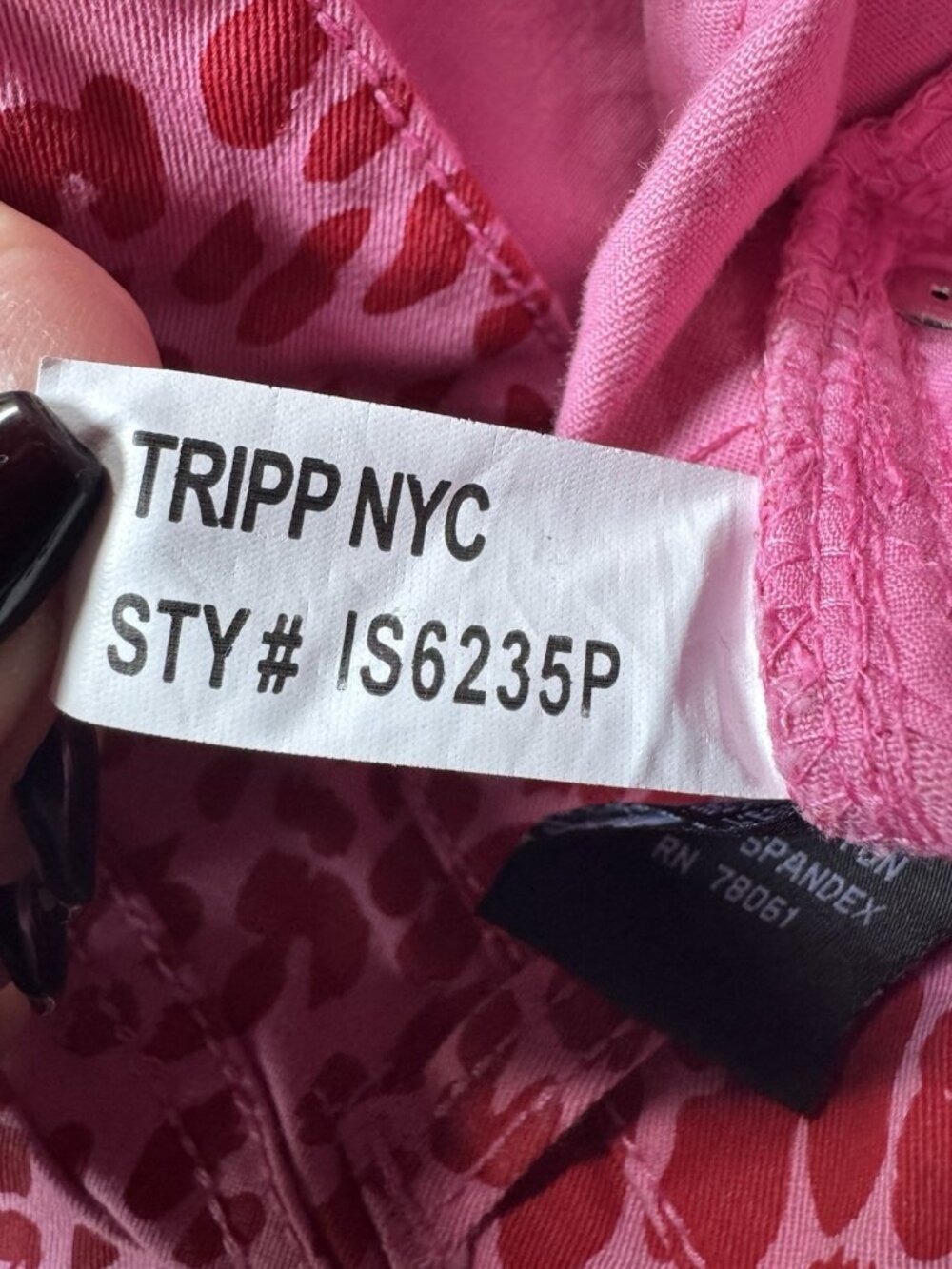 Tripp NYC Women's Sz 1 Hot Pink Red Leopard Cheetah Print Skinny Jeans NWT Rare - Picture 7 of 12